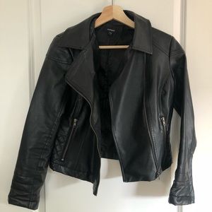 Express Cropped Quilted Faux Leather Jacket